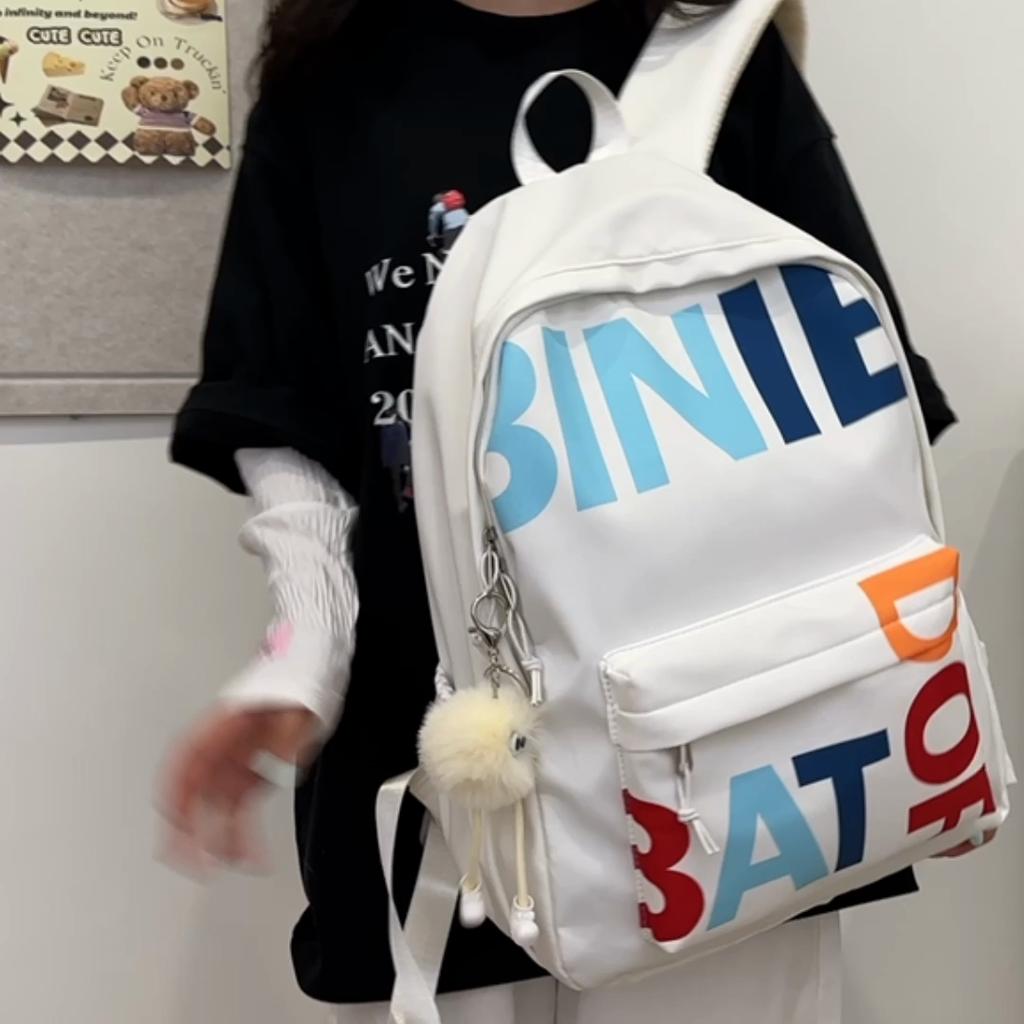 Letter Print Student Schoolbag Women's Large Capacity Backpack Campus Backpack