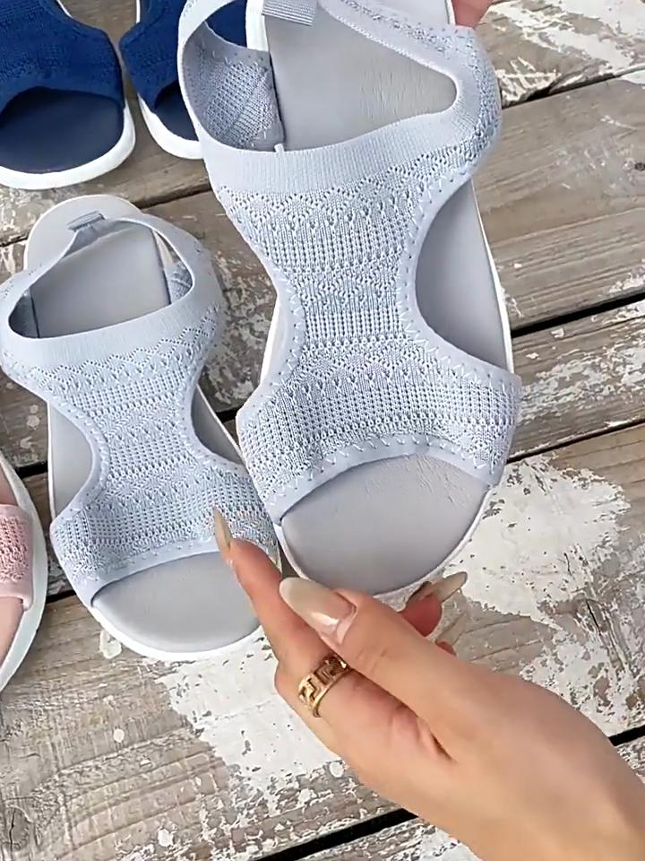 Ladies' Summer Beach Sports Sandals - Open, Over, Breathable Fabric, PU Sole, Light Blue, Suitable for Swimming and Water Activities