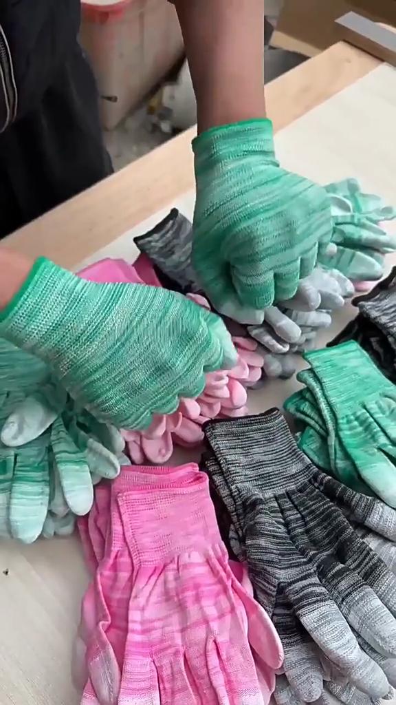 10Pairs Nylon PU Coated Work Gloves, 13-Gauge Breathable Anti-Slip Gloves for Repair, Construction and Gardening