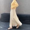 Koreanischer Stil Herbst Winter Damen Plisseerock Hohe Taille Beige Schwarz Rot Strick Langrock Dick Warm Gestrickt Eleganter Rock