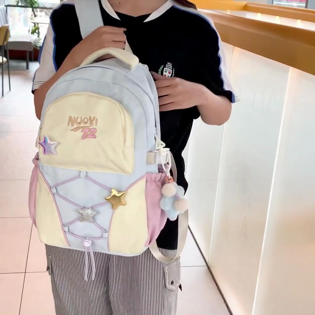 Student Schoolbag Color-Matching Women's Travel Commuter Backpack for Teenage Girls
