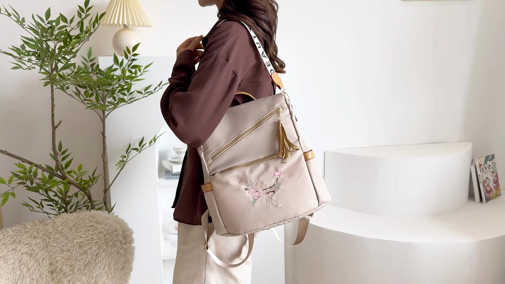 Nylon Commuter Backpack Women's Multi-function Shoulder Bag