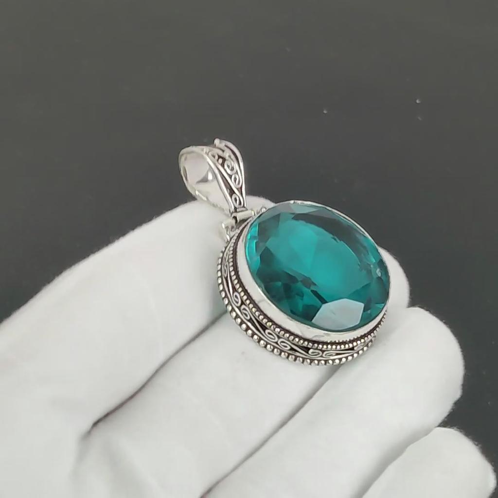 Green Apatite Pendant, 925 Sterling Silver Handmade Jewelry, Apatite Silver Pendant, Party Wear Jewelry For Women's, Pendant Valentine's Day Gift