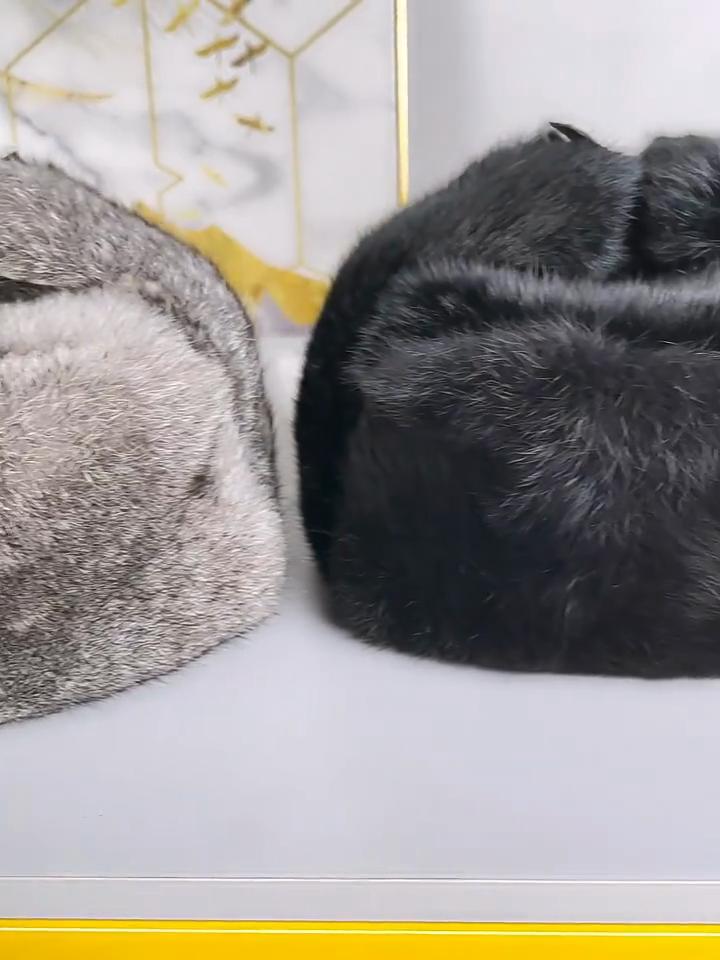 Men's Caps Warm Natural Rabbit Fur Bomber Hat With Earflaps Winter Hot Sale Unisex Warm Russian Ushanka Hat Real Rabbit Fur Hats