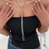 Simple Tassel Necklace with Spring Buckle Round Bead Long Collarbone Chain