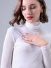 Women High Collar Mesh Base Layer Top Fleece Lined Thick Stretchy Long Sleeve Warm