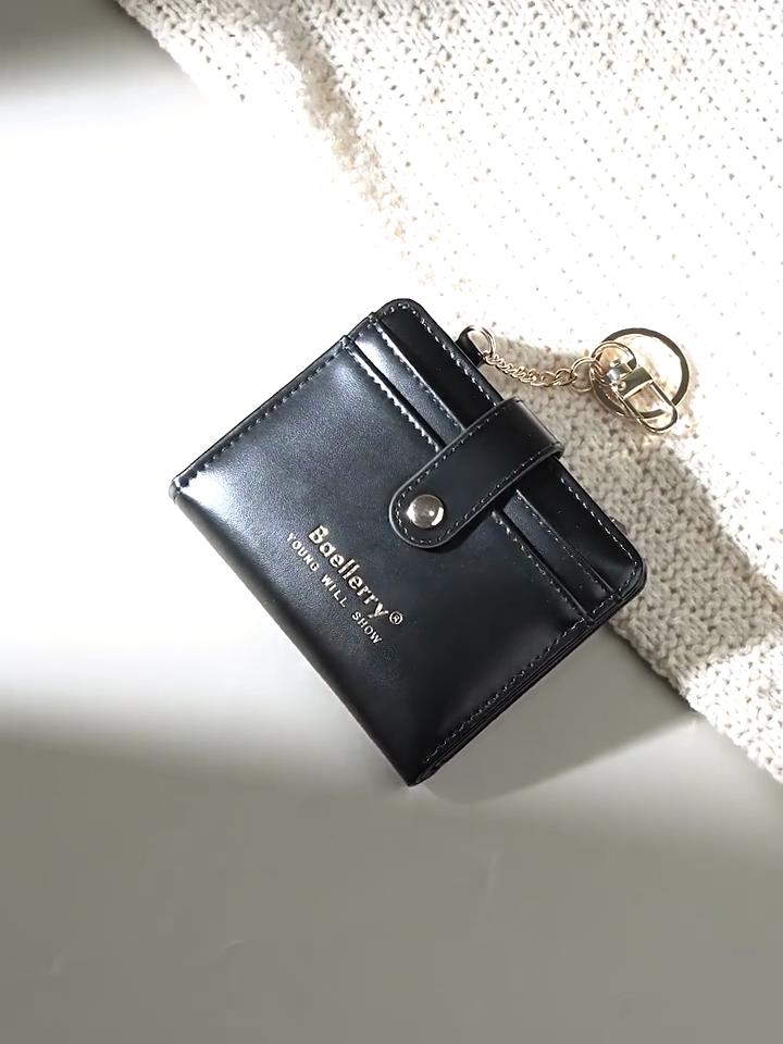 Womens Pu Leather Wallet With Integrated Card Holder And Keyring Stylish Coin Purse