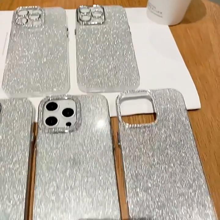 Luxuriöse, minimalistische, transparente TPU-Hülle mit Glitzer im IMD-Design für das iPhone 15 Pro Max 14 Plus 13 12 Pro 11, All-Inclusive-Absturzsicherung