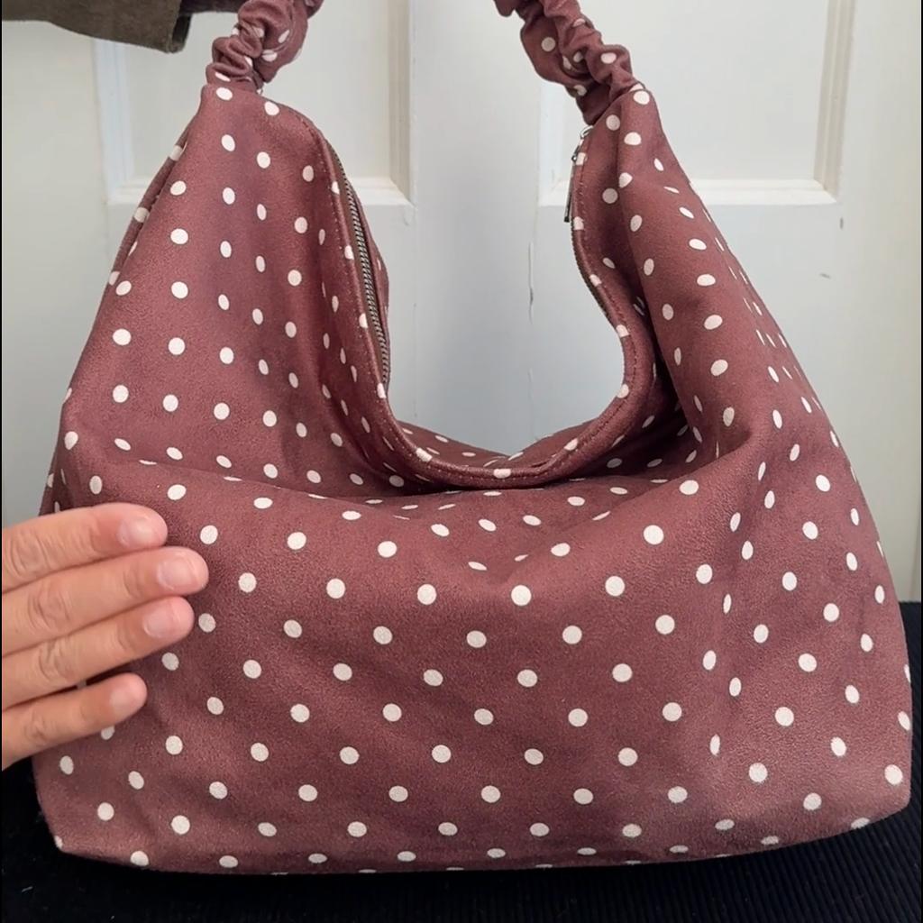 Stippen Canvas Schoudertas voor Dames met Verstelbare Riem en Ruim Ontwerp