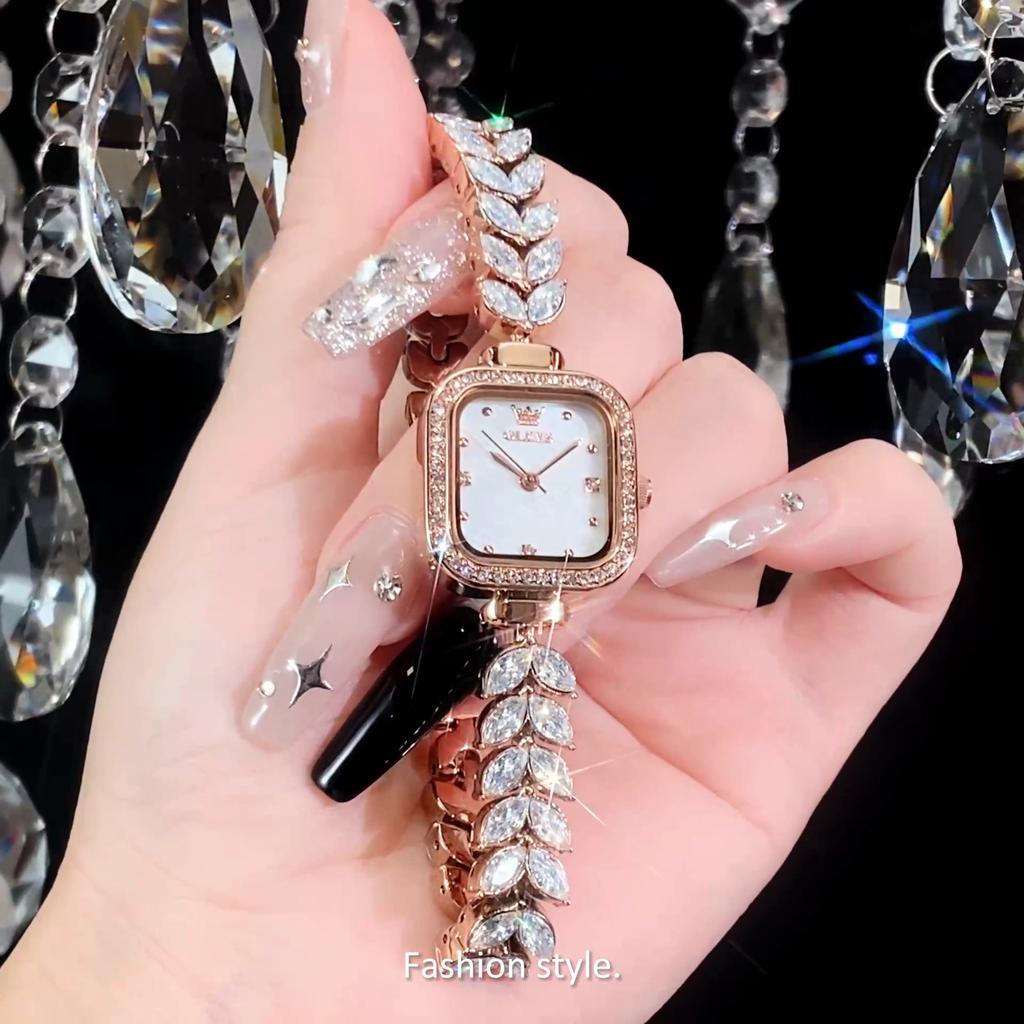 OLEVS Brand Square Quartz Watch New Diamond-encrusted Women's Watch