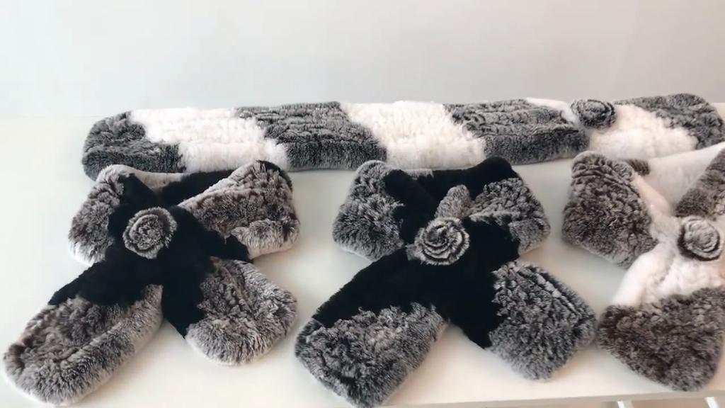 Winter Women Real Rex Rabbit Fur Scarf Natural Warm Soft Rex Rabbit Fur Muffler Lady Genuine Rex Rabbit Fur Scarves