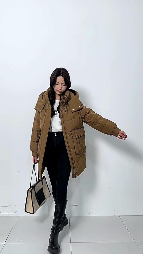 Women's Winter Down Coat: Simple, Long-length, Thick and Warm Jacket