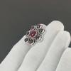 Anello Artigianale in Argento Sterling 925 con Gemma di Granato Rosso Naturale - Anello Gioiello Bohemien - Gioiello Boho Fatto a Mano per Donne e Uomini, Regali per Feste