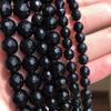 Faceted Black Agate 15 Inch Round Beads For Jewelry Making 4/6/8/10/12mm Beads
