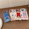 Korean Cartoon Embroidery Plush Animals Leather Texture Phone Case For iPhone 17 13 14 15 16 12 11 Pro Max Shockproof Soft Cover