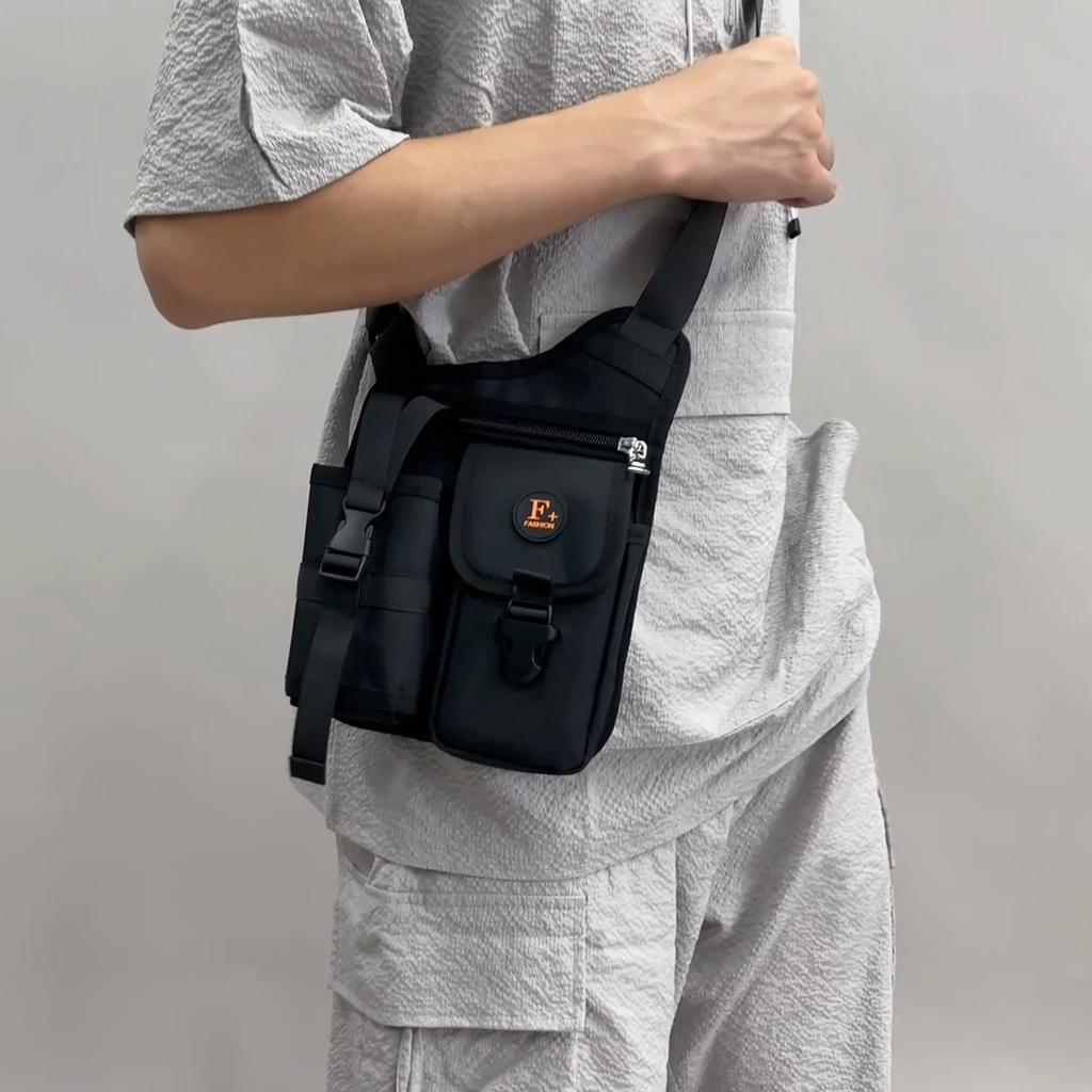 Men's Crossbody Bag Water Cup Bag Outdoor Travel Cycling Bag Water-Repellent Shoulder Bag