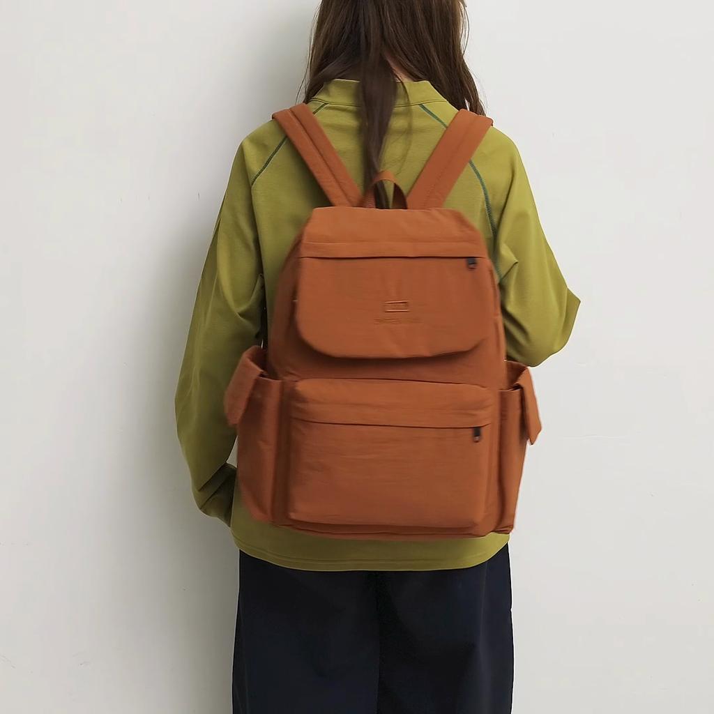 Solid Color Backpack Travel Outdoor Backpack Sports Student Schoolbag
