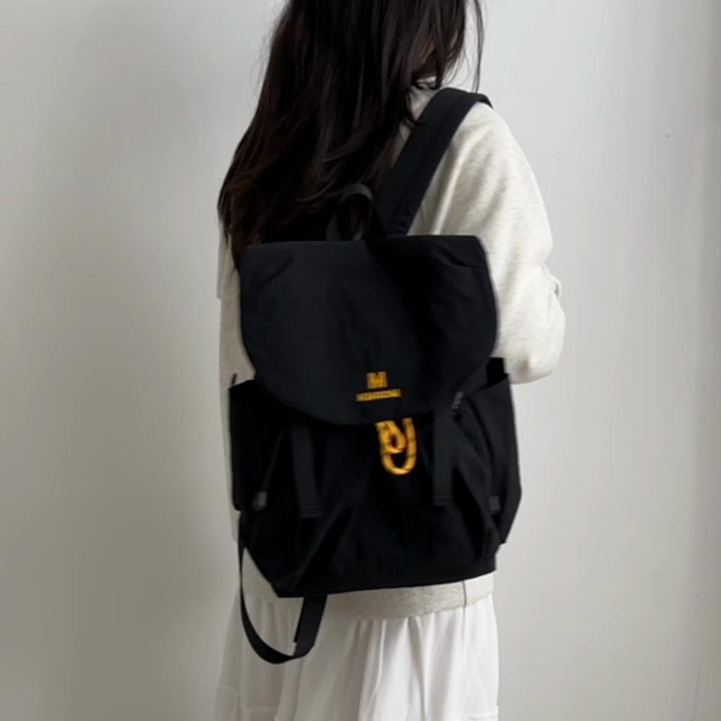 Drawstring Backpack Travel Contrast Backpack Lightweight Nylon Schoolbag