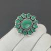 Smaragd, Ring med grön onyx-ädelsten, 925 sterlingsilverring, Gåva till henne, Oval sten, Elegant handgjord ring, Silverring med grön onyx-blomma