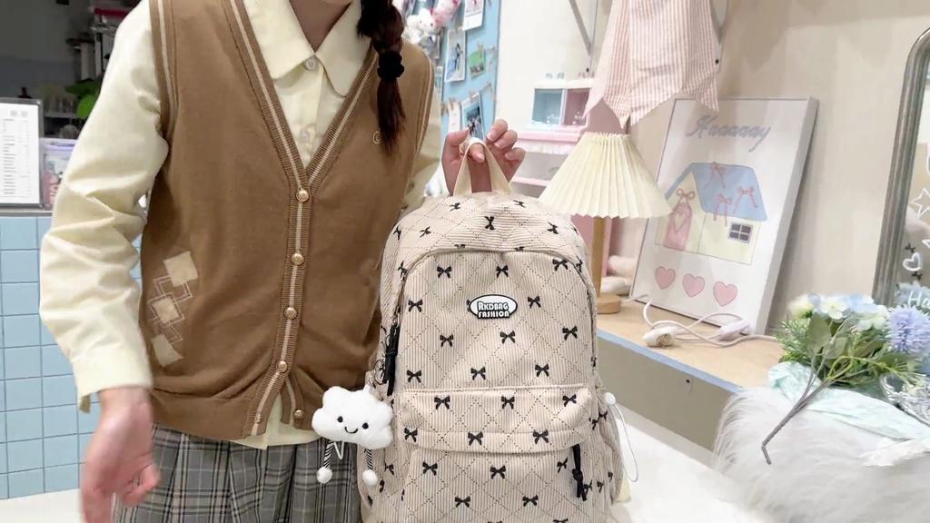 Student School Bag Bow Ribbon Large Capacity Backpack Computer Backpack
