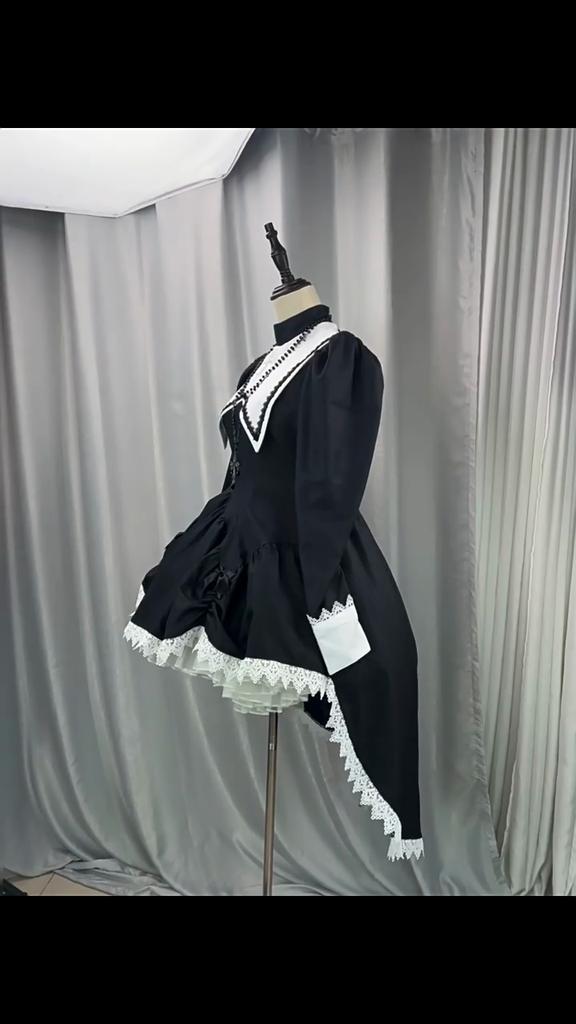 Anime Cosplay Costume Dark Sweet and Cool Embroidered Cross Halloween Nun Costume COS Costume