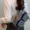 Geantă Crossbody Geantă pentru Telefon Mobil pentru Femei Geantă de Umăr din Denim cu Buzunar Dublu
