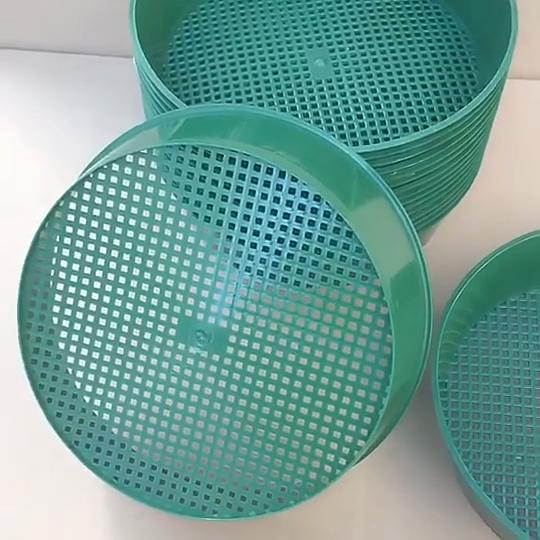 3Pcs Plastic Soil Sieve Filter Mesh for Soil Stone Sifting Filtration Home Garden Flower Plant Nursery Tools (Green)