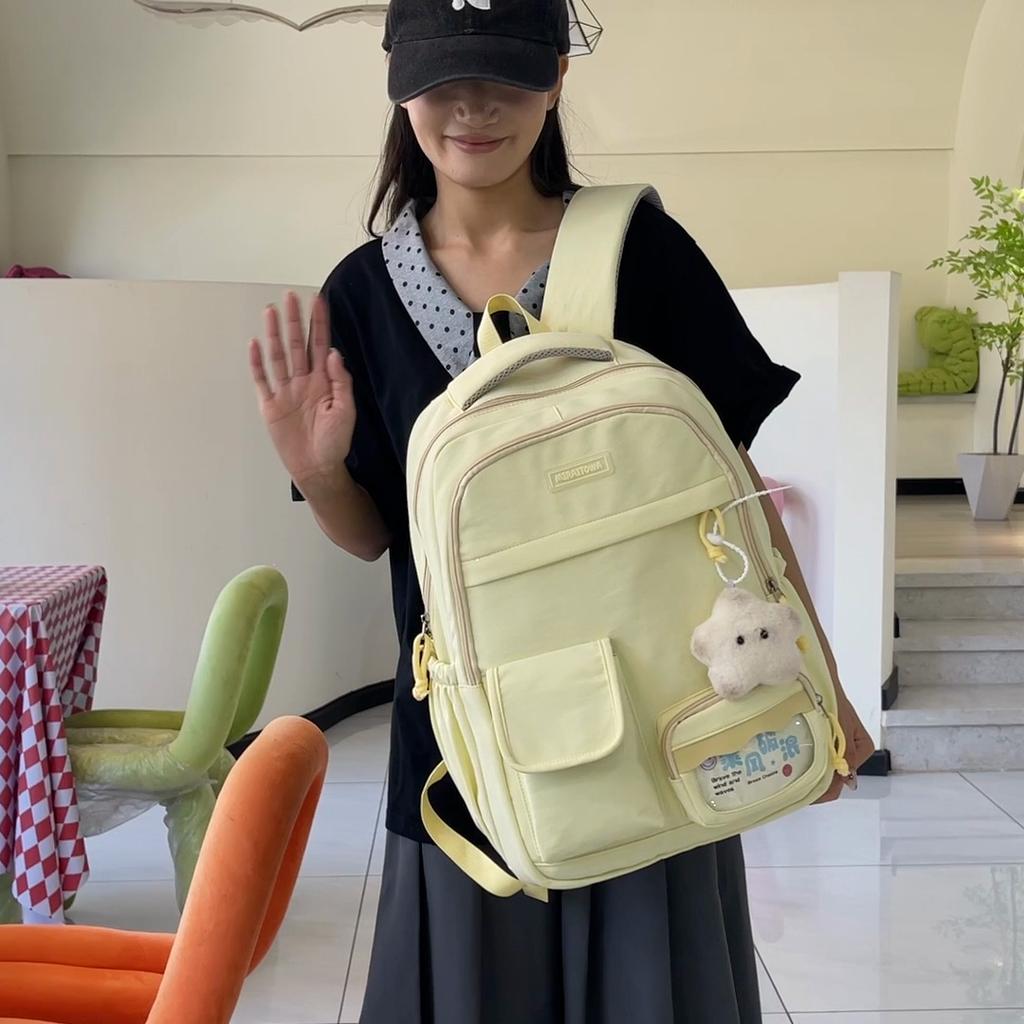 Rucsac de damă de culoare uni ghiozdan pentru elevi Rucsac de capacitate mare
