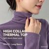 1Pc Fashion Women Thermal Underwear T‑Shirt, Pile Collar High Neck Slim Fit Long‑Sleeve Top, Autumn Winter Thick Warm Base Wear
