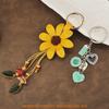Metal Heart Keychain With Geometric Shapes For Couples And Car Keys