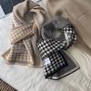 Unisex Houndstooth Scarf Winter Warm Knit Wrap Lightweight Fashion Accessory for Women Men Couple Matching