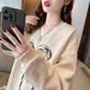 Spring and Autumn New Thin Sweatshirt Women's T-shirt Women's Loose Covering Flesh Large Size Fashionable High-end Women's Outerwear Top Long Sleeve