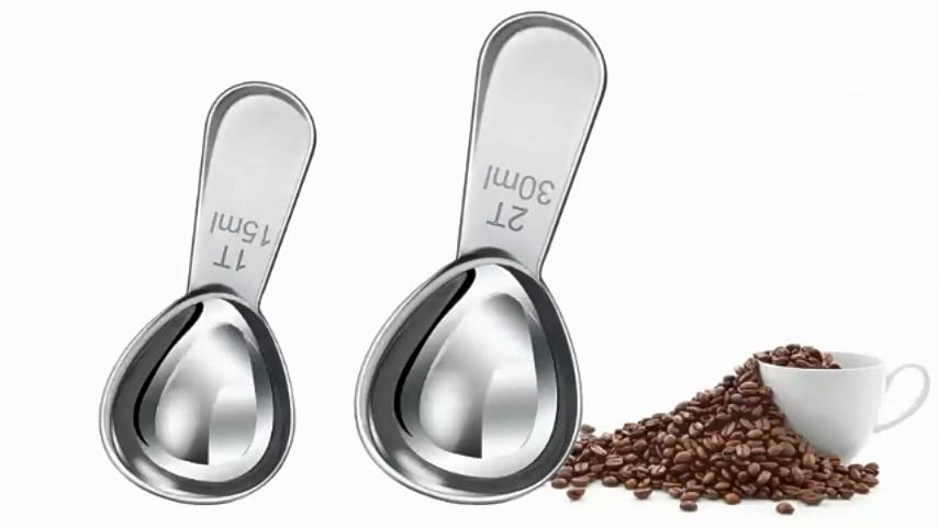 Coffee Scoop - 304 Stainless Steel Metal Measuring Spoon with Short Handle for Ground Coffee, Beans, Powder, Espresso (15ml/30ml)