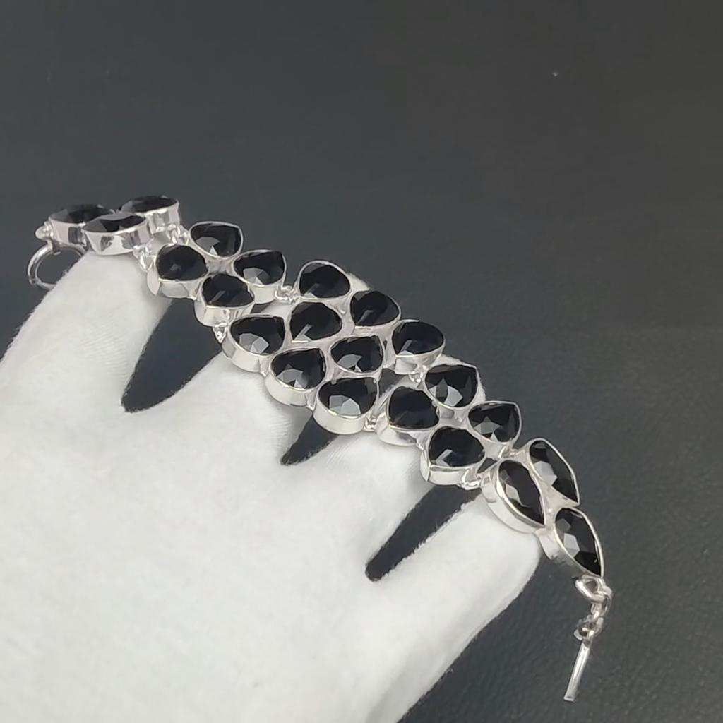 Black Spinel Gemstone Handmade 925 Sterling Silver Bracelet, Silver Bracelet, Black Spinel Bracelet For Women, Unisex Bracelet For Gifts