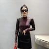 Women's Clothing Stitched Mesh Long-sleeved Autumn Winter New Fashion Sexy Slim Bottoming Shirt Trendy Tops