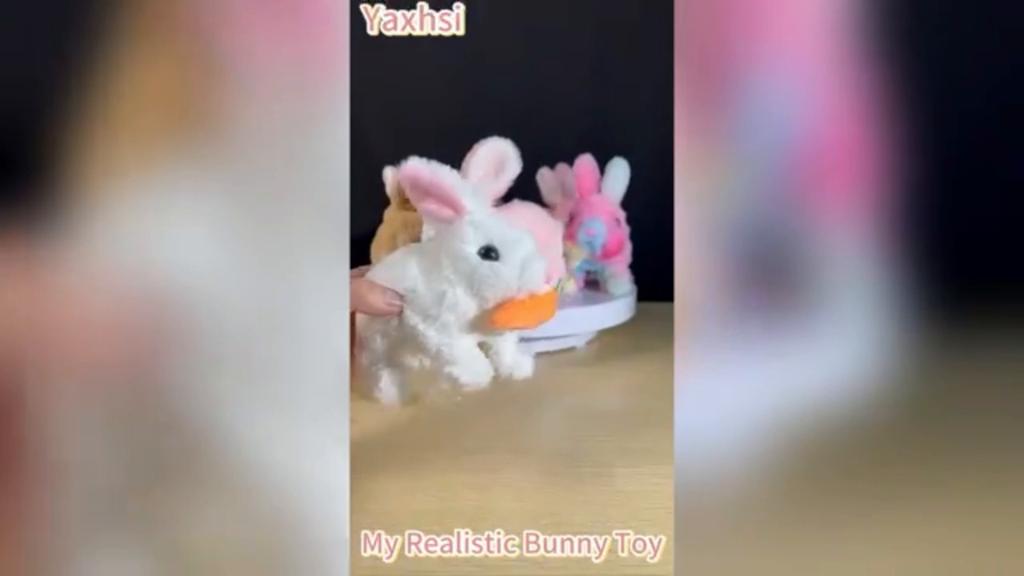 , My Realistic Bunny, Jumping Twitching  Shaking Ear, Handmade Interactive Bunny Stuffed Animal for Kids Easter Gift