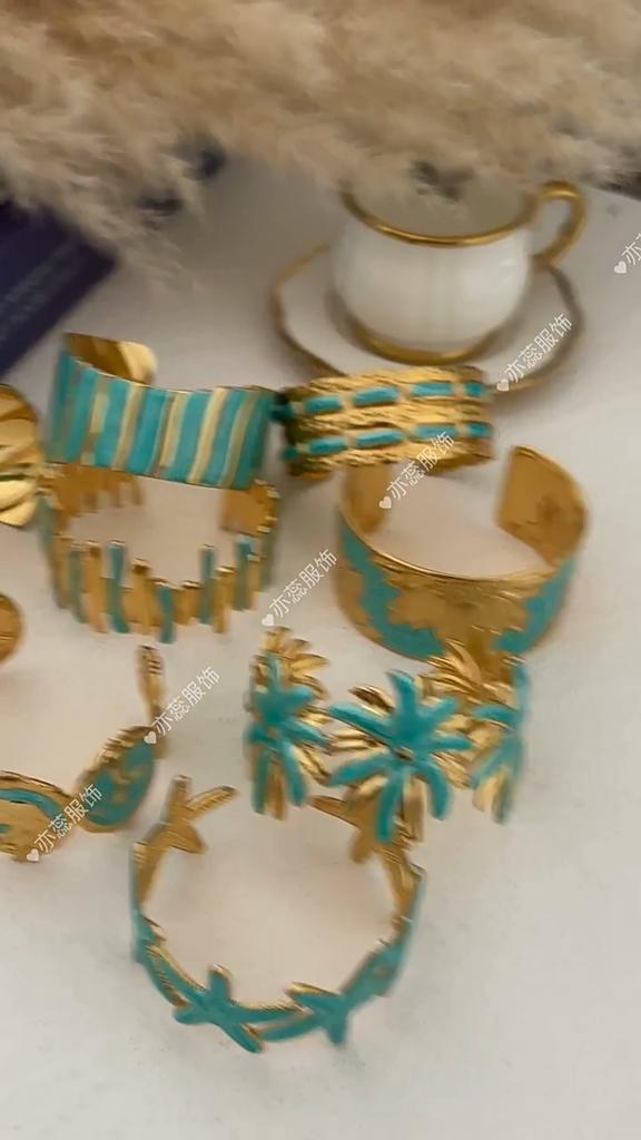 KMVEXO Tons Bleus Y2K Vintage Émail Imitation Géométrie Irrégulière Bracelet Ouvert Bracelet Femme Bijoux Homme Tendance Fête Esthétique