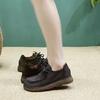 Johnature Genuine Leather Flats Comfortable Versatile Lace Up Commuting Retro Soft Soled Women's Shoes