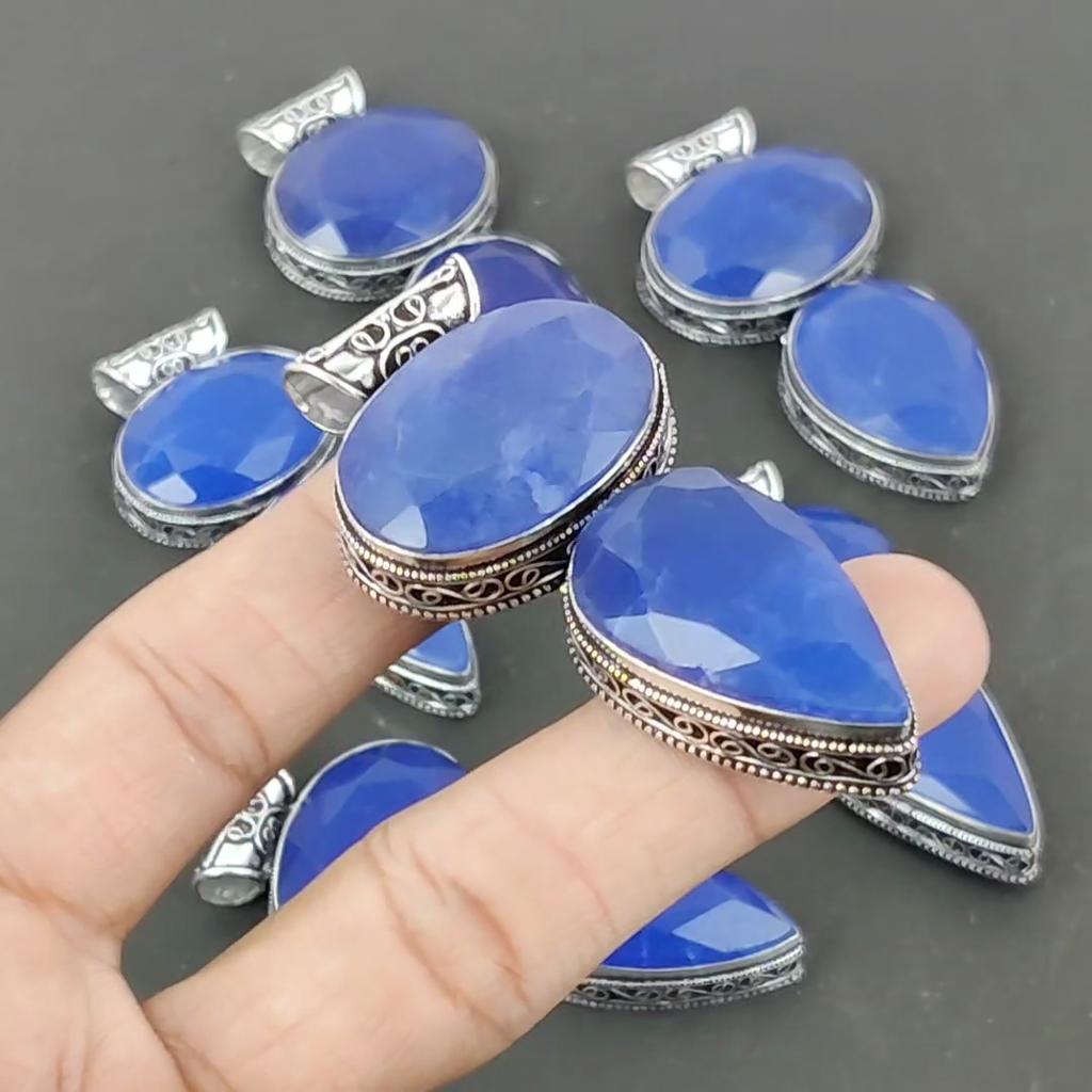 Blue Sapphire Gemstone Handmade 925 Sterling Pendant Lab Created Sapphire, Handmade Gifts Pendant, Gifts For Women, Gifts For Her