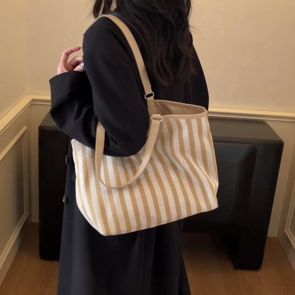 Vintage Handbag Striped Bag Women's Large Capacity Shoulder Bag