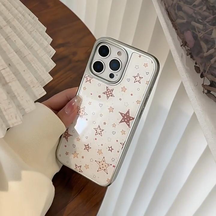 Ins Polka Dot Plaid Star Phone Case for iPhone 14, iPhone 15, and iPhone 16 Pro Max