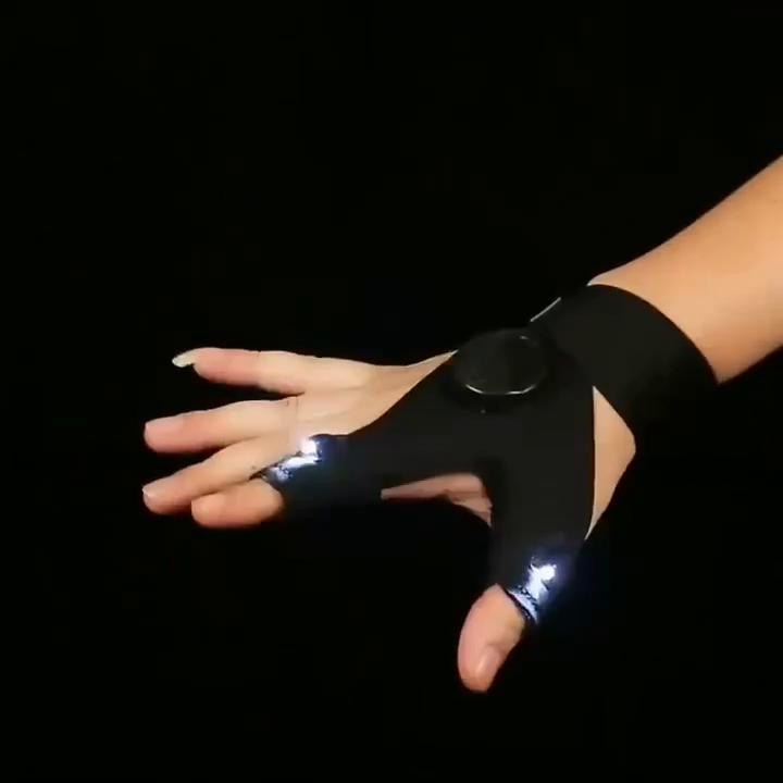 Portable LED flashlight gloves – breathable and luminous gloves, cool fingertip luminous gloves (battery powered).