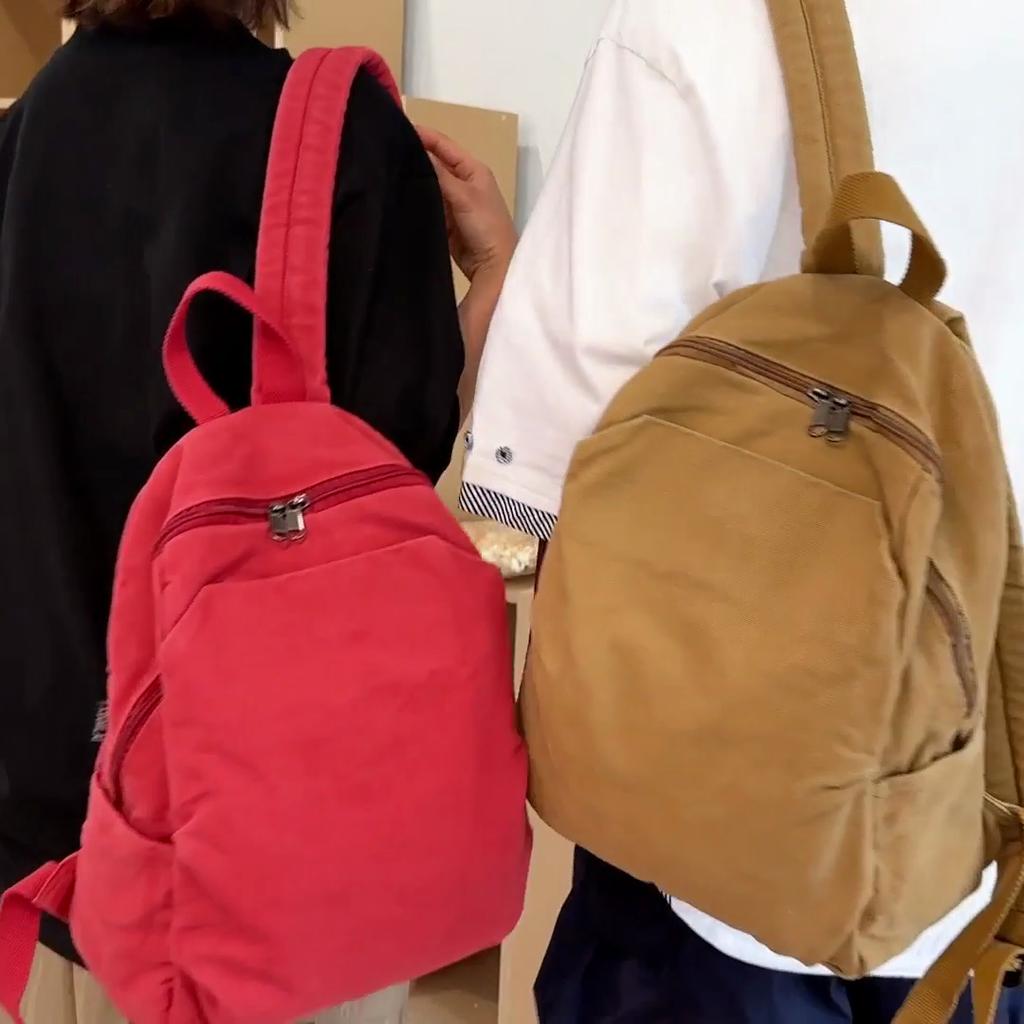 Student Schoolbag Women's Solid Color Travel Bag Men's Canvas Backpack