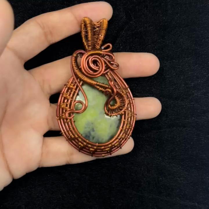 121 ct Natural Chrysoprase Gemstone Wire Wrapped Pendant Copper Jewelry for Her Gemstone Jewelry