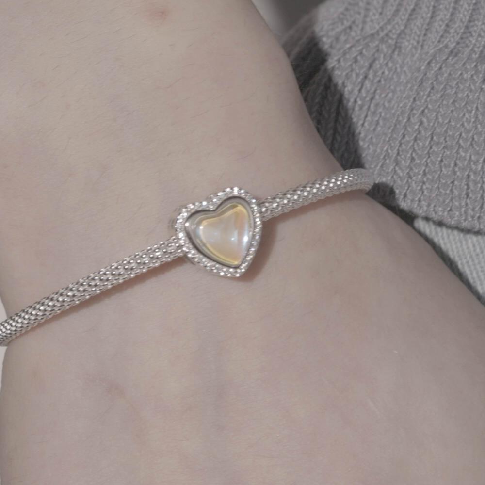 BAMOER 925 Sterling Silver Heart Balloon Bear Pendant Charms Four-leaf Clover Bead for Women Bracelet Bangle DIY Fine Jewelry