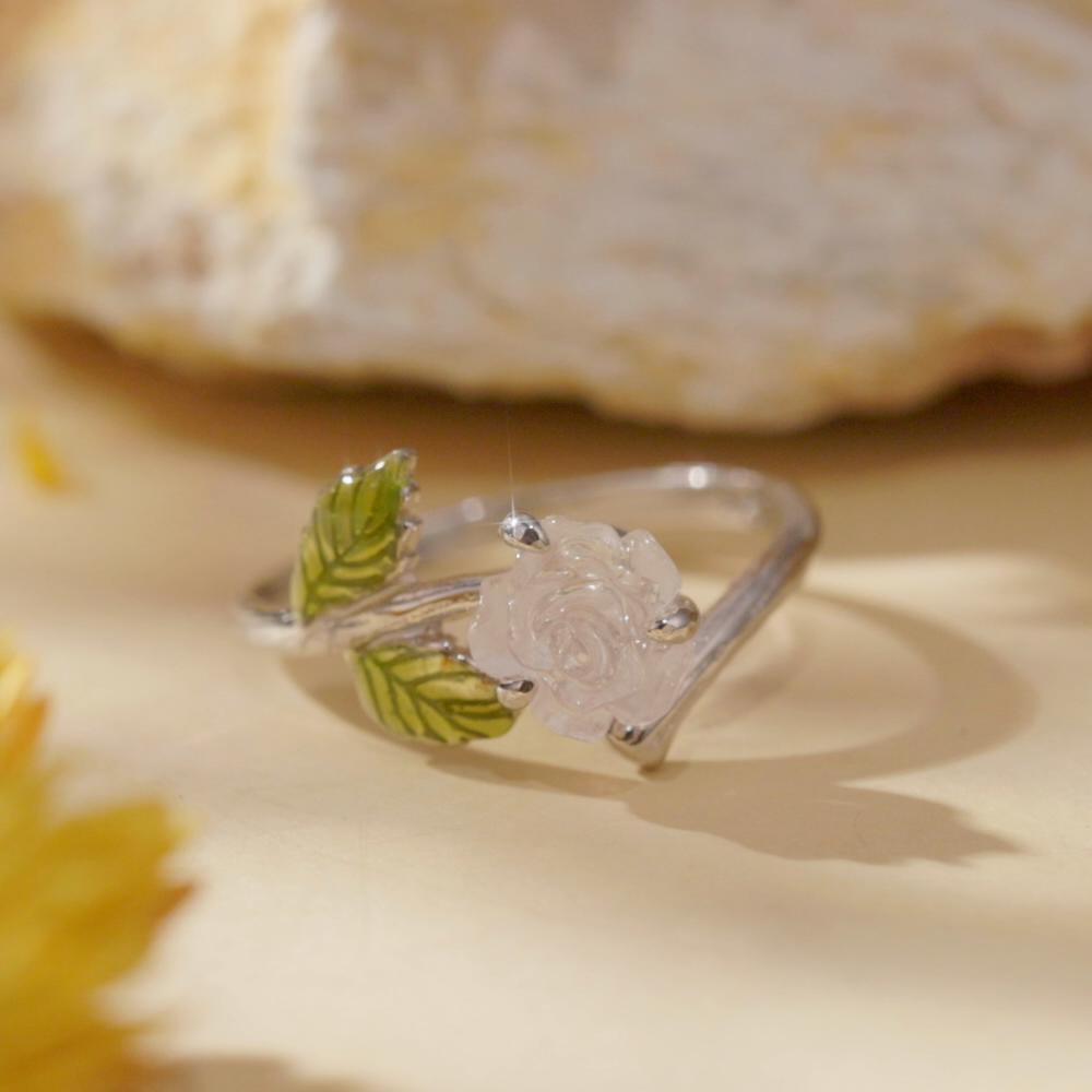 Bamoer 925 Sterling Silver Color Changeable Flower Opening Ring Rose Adjustable Ring for Women Party Fine Jewelry