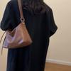 Solid Color Commuter Large Capacity Shoulder Bag Female Leather Crossbody Bag Underarm Dumpling Bag for Women
