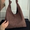 Soft Suede Hobo Bag with Knotted Handle Large Capacity Fashion Shoulder Bag