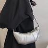 Yogodlns French Croissant Bag Chic Fashion Silver Crossbody Bag Retro PU Mini Boulogne Handbag Casual Cute Shoulder Bag