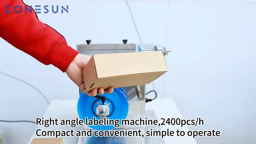 ZONESUN ZS-TB90B Automatic Right Angle Labeling Machine for Tamper-Evident Box & Bottle Corner Sealing